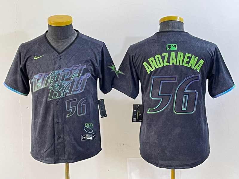 Men%27s Tampa Bay Rays #56 Randy Arozarena Number Charcoal 2024 City Connect Limited Stitched Jersey